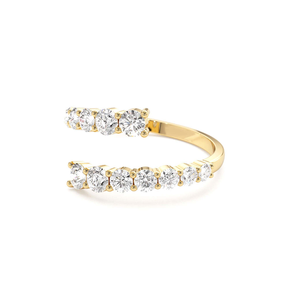 14k Cross Over Graduated Diamond Wrap Ring - view 4