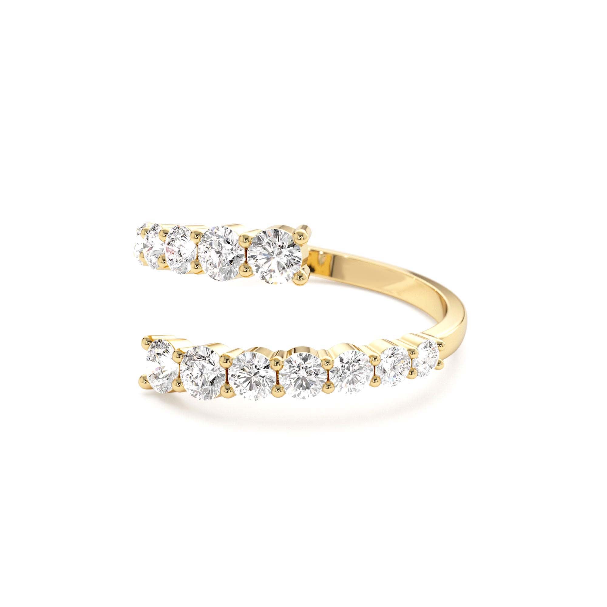 14k Cross Over Graduated Diamond Wrap Ring - view 4