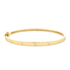 14k 3MM Flat Flush Setting Stacking Diamond Bangle by Orlina Fine