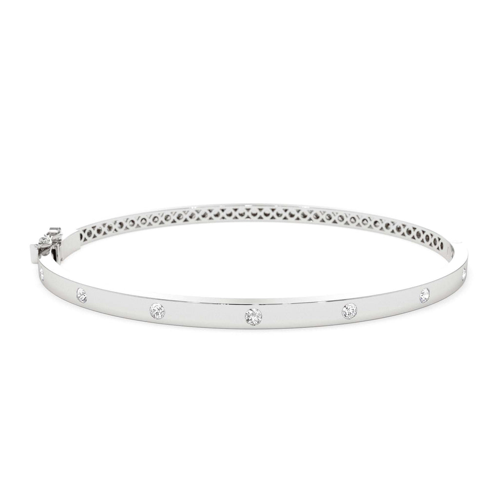 14k 3MM Flat Flush Setting Stacking Diamond Bangle - view 3