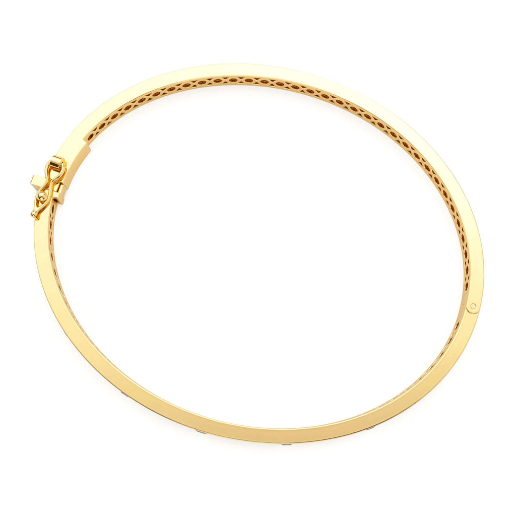 14k 3MM Flat Flush Setting Stacking Diamond Bangle - view 4