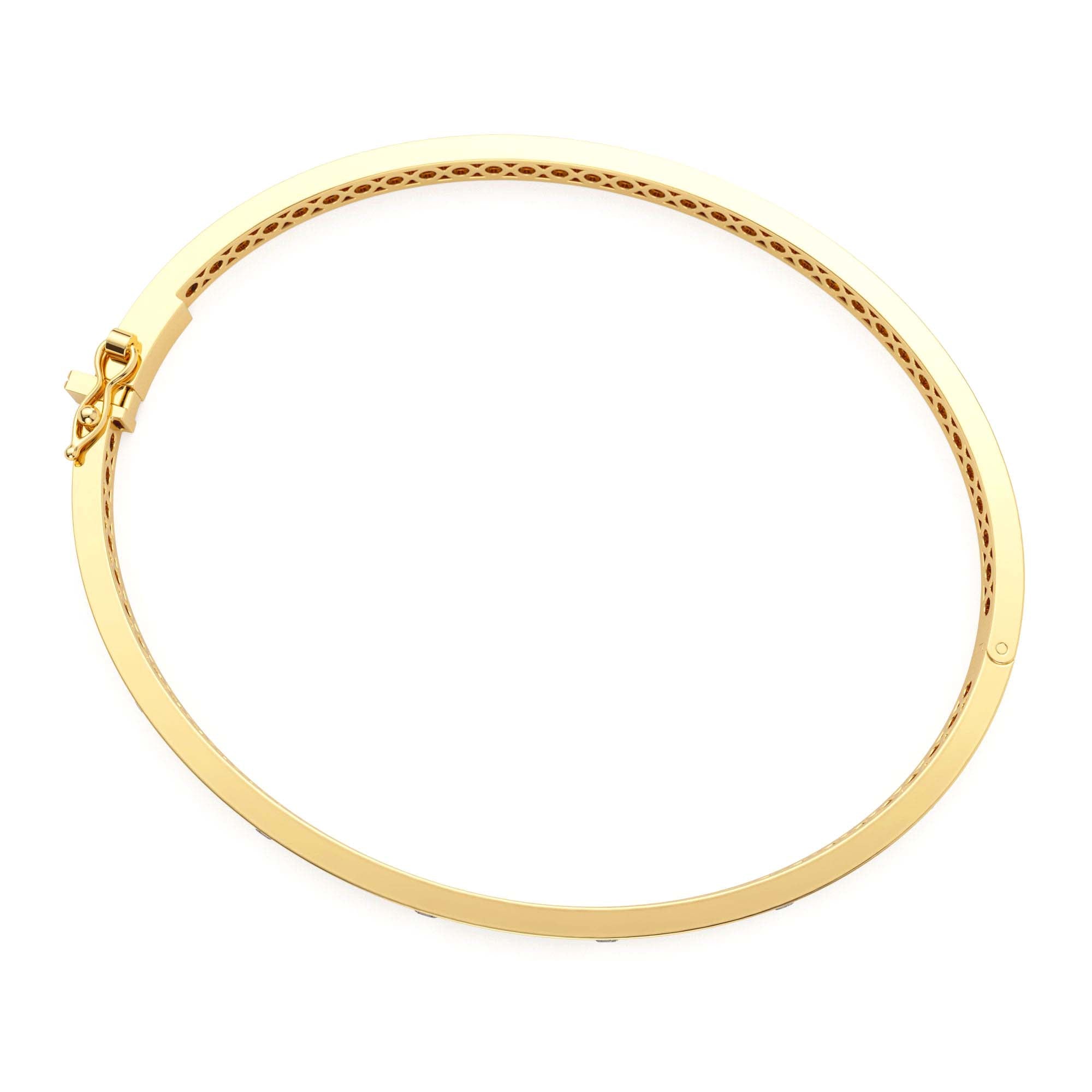 14k 3MM Flat Flush Setting Stacking Diamond Bangle - view 4