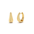 14k Gold Ribbed Teardrop Hoop Earrings by Orlina Fine