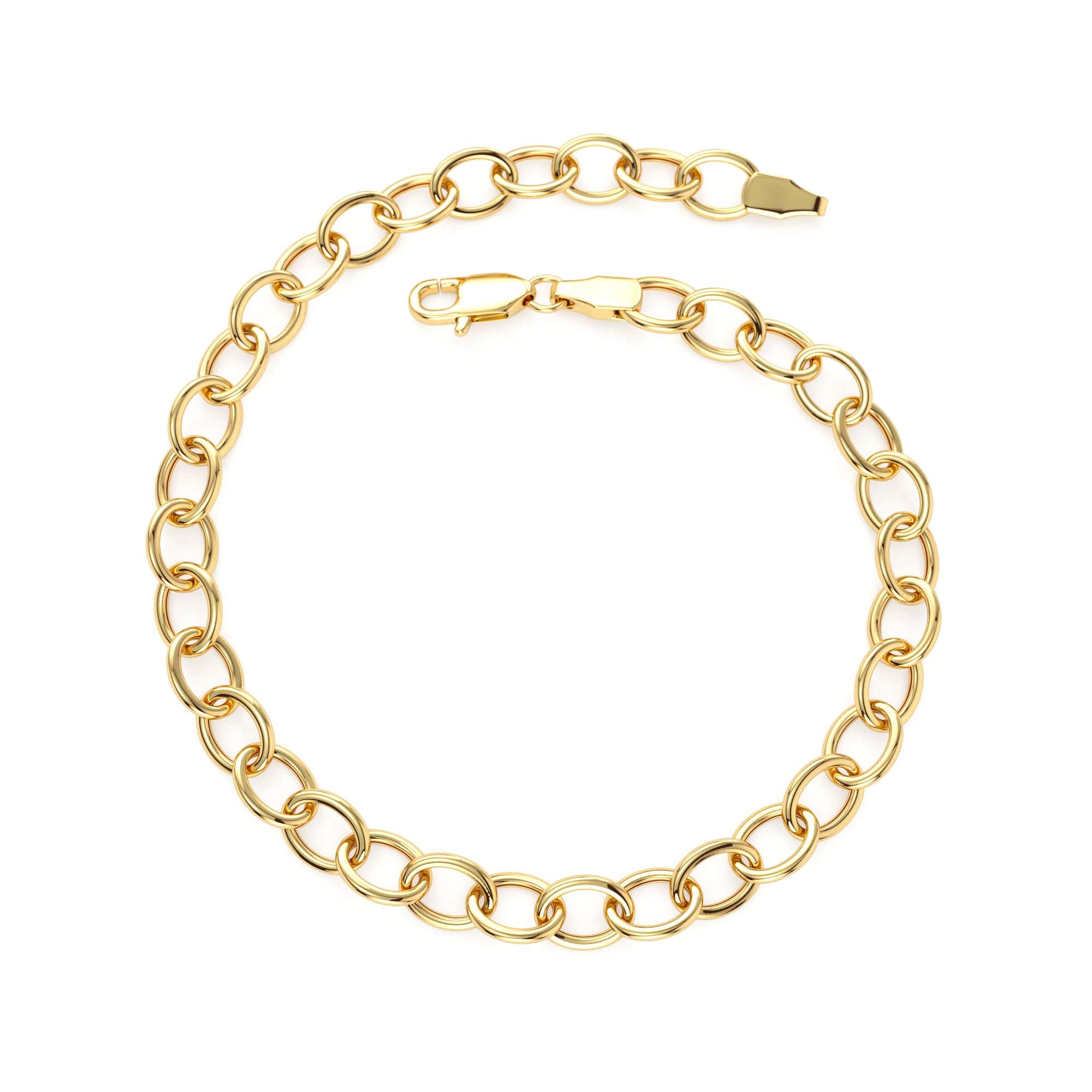 14K Oval Link Cable Chain Bracelet - view 2