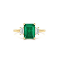 14k Three Stone Emerald Engagement Ring by Orlina Fine