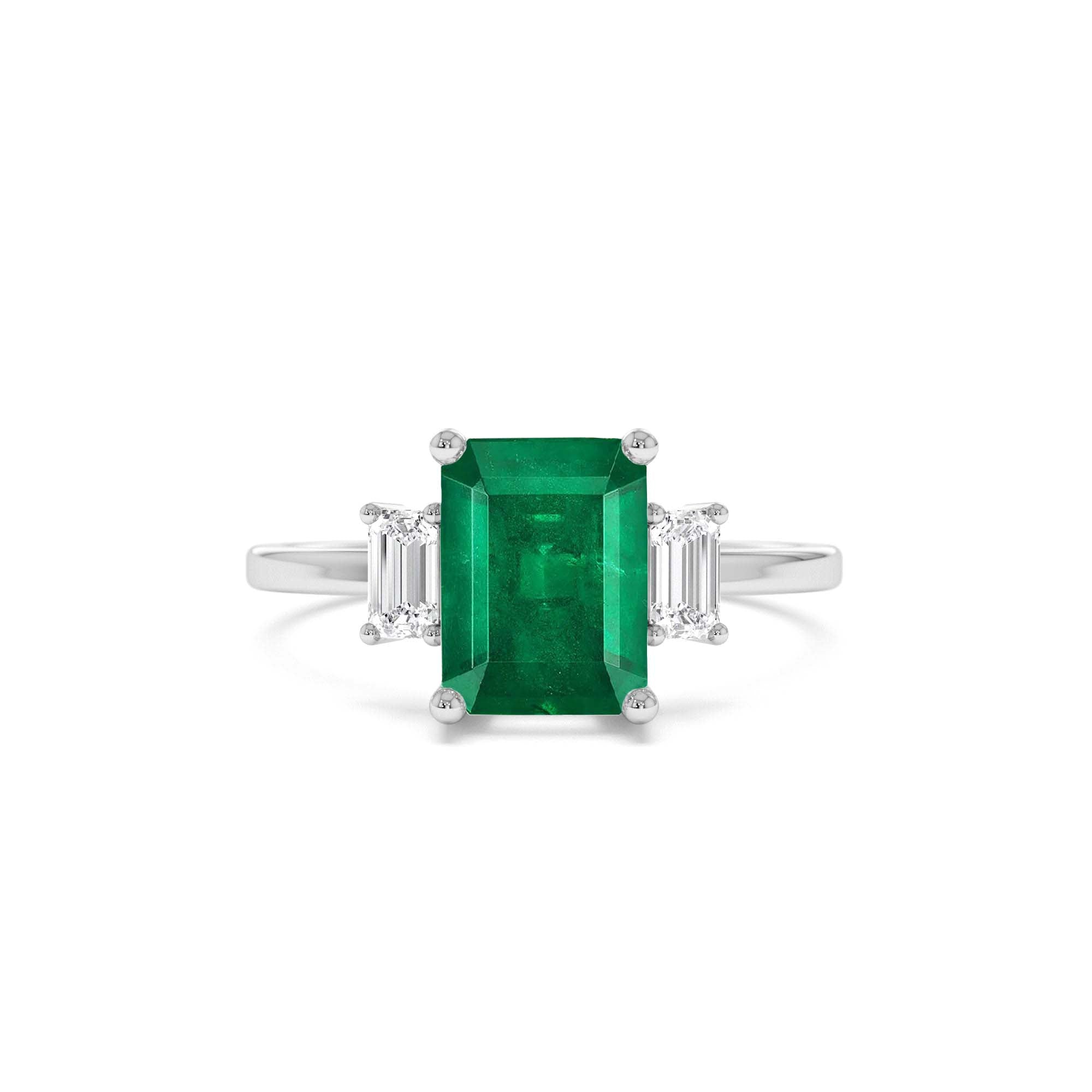 14k Three Stone Emerald Engagement Ring - view 3