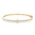 14k Gold Emerald Cut and Round Diamond Bangle by Orlina Fine