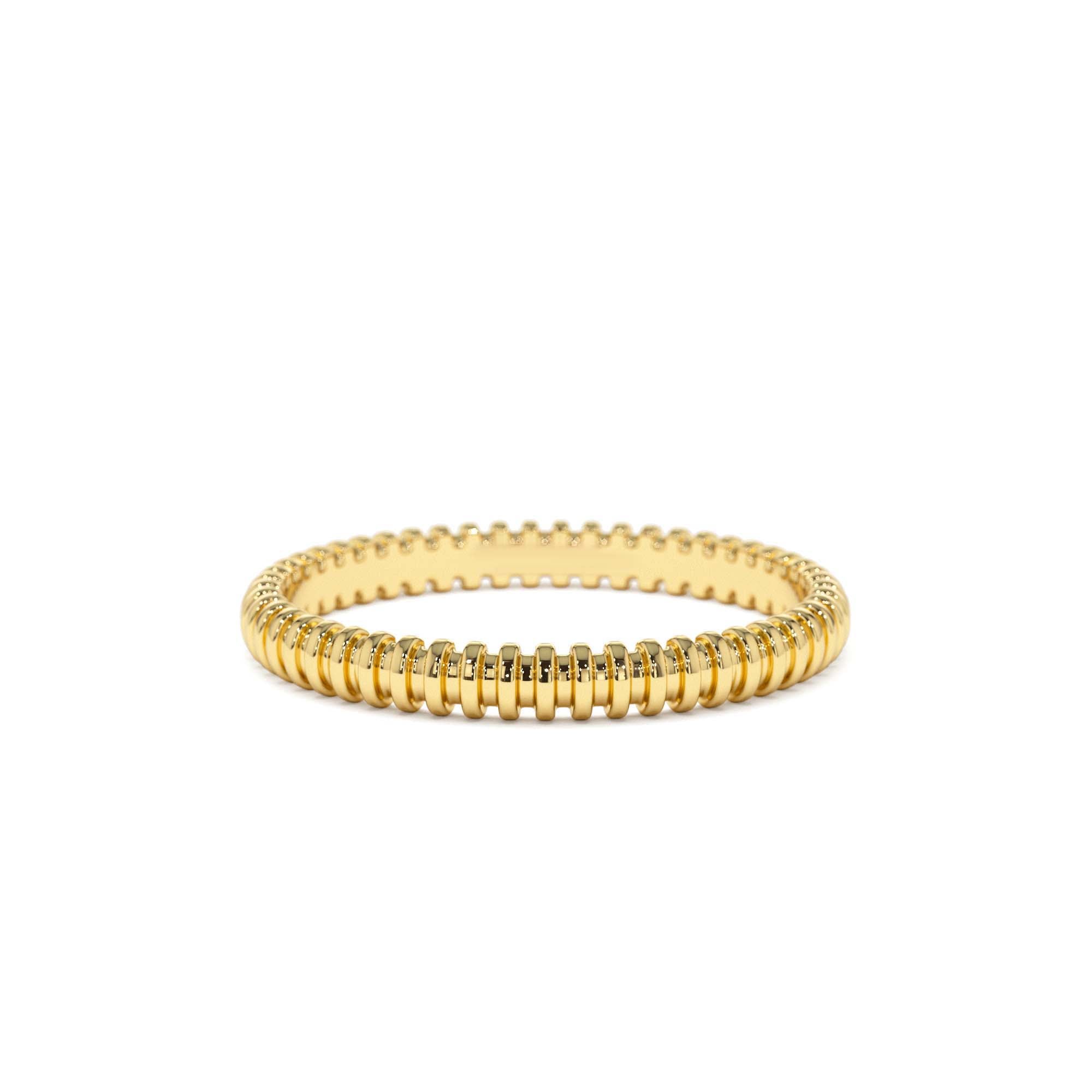 14K Stackable Ribbed Wedding Band by Orlina Fine