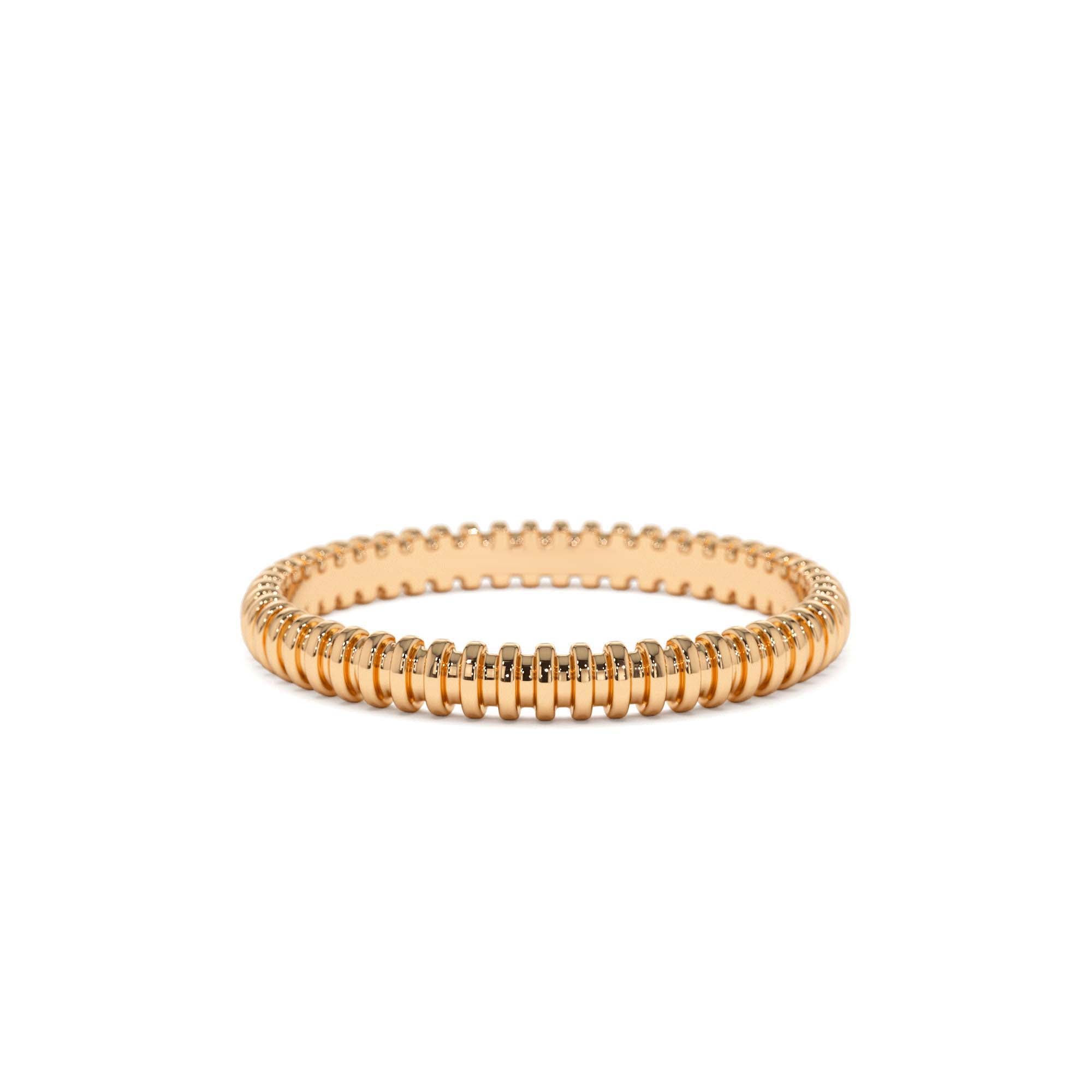 14K Stackable Ribbed Wedding Band - view 2