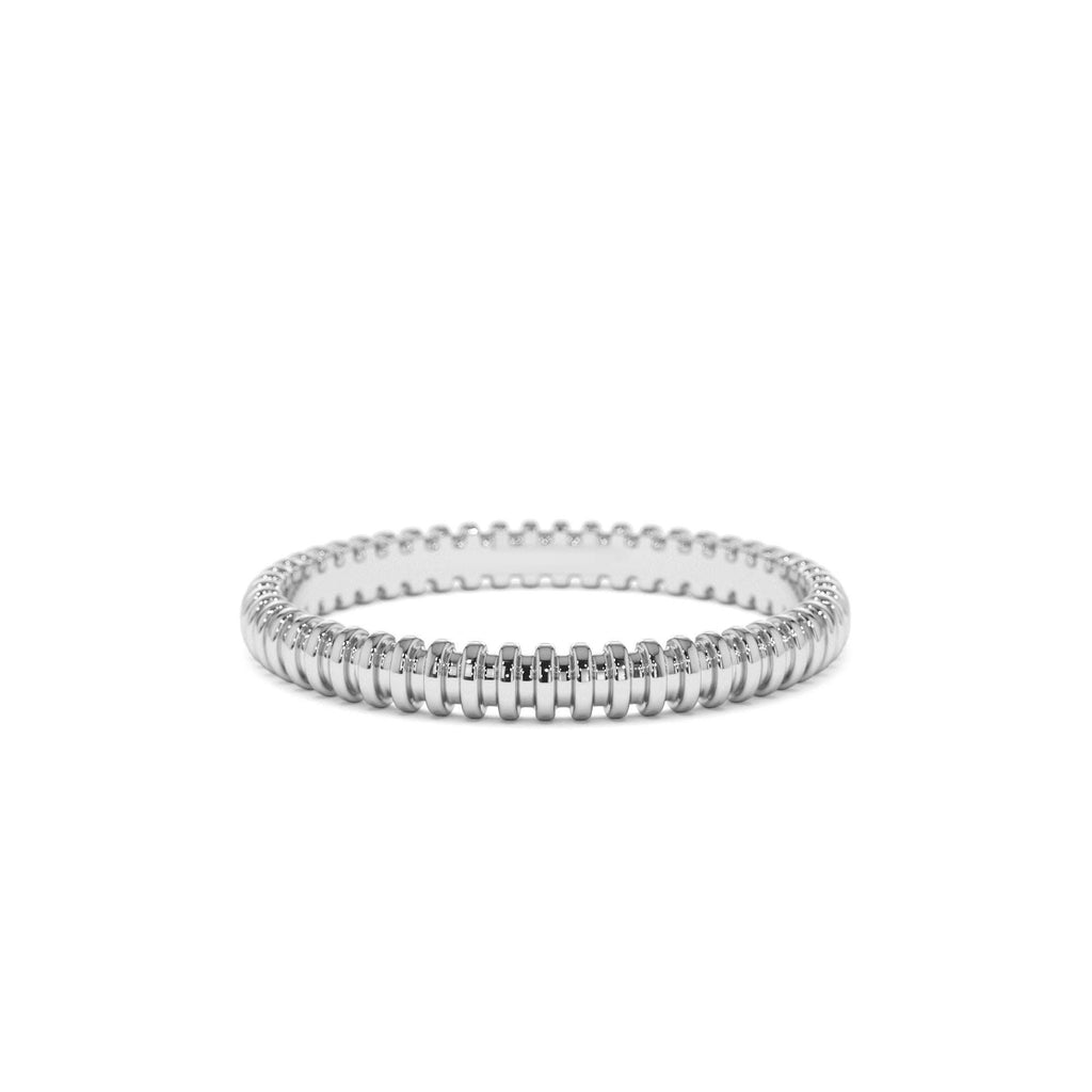 14K Stackable Ribbed Wedding Band - view 3