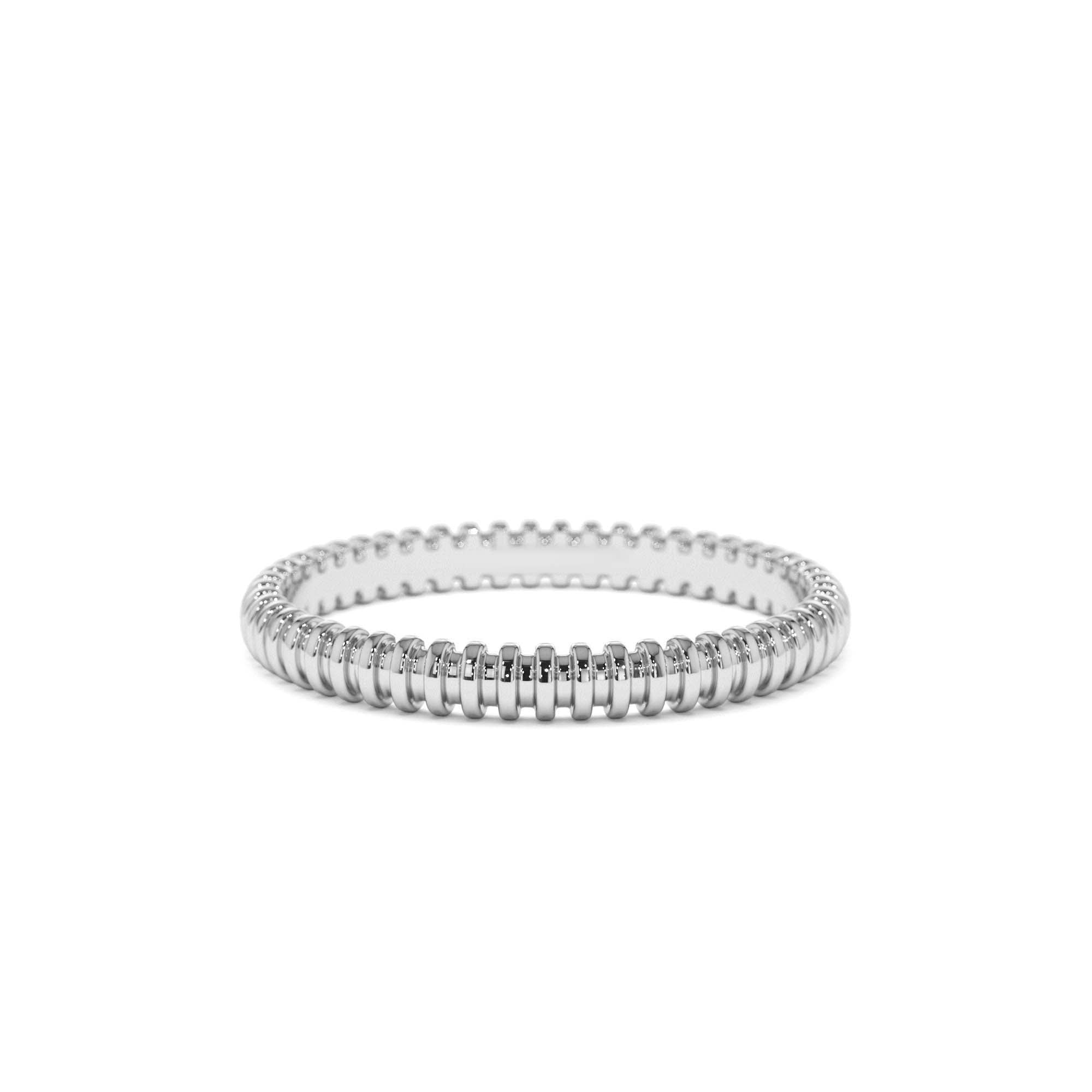 14K Stackable Ribbed Wedding Band - view 3