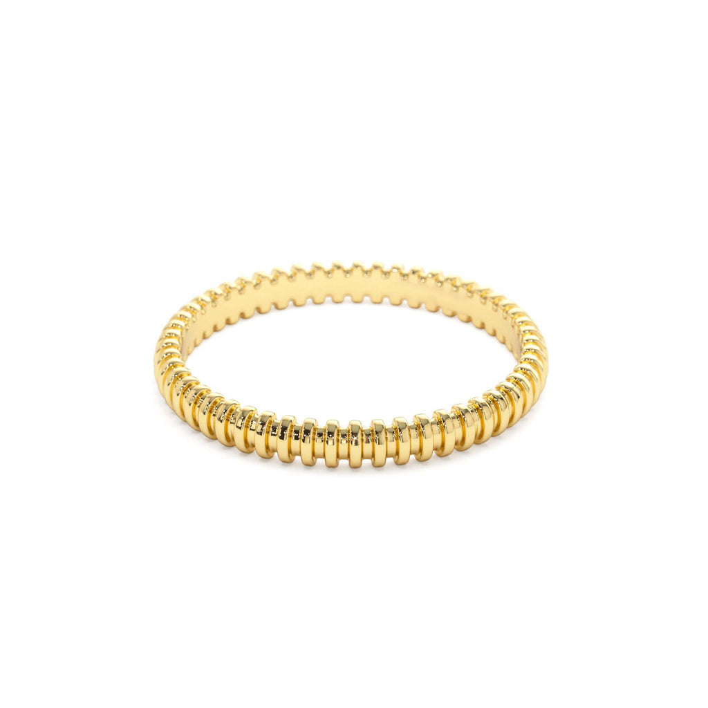 14K Stackable Ribbed Wedding Band - view 4