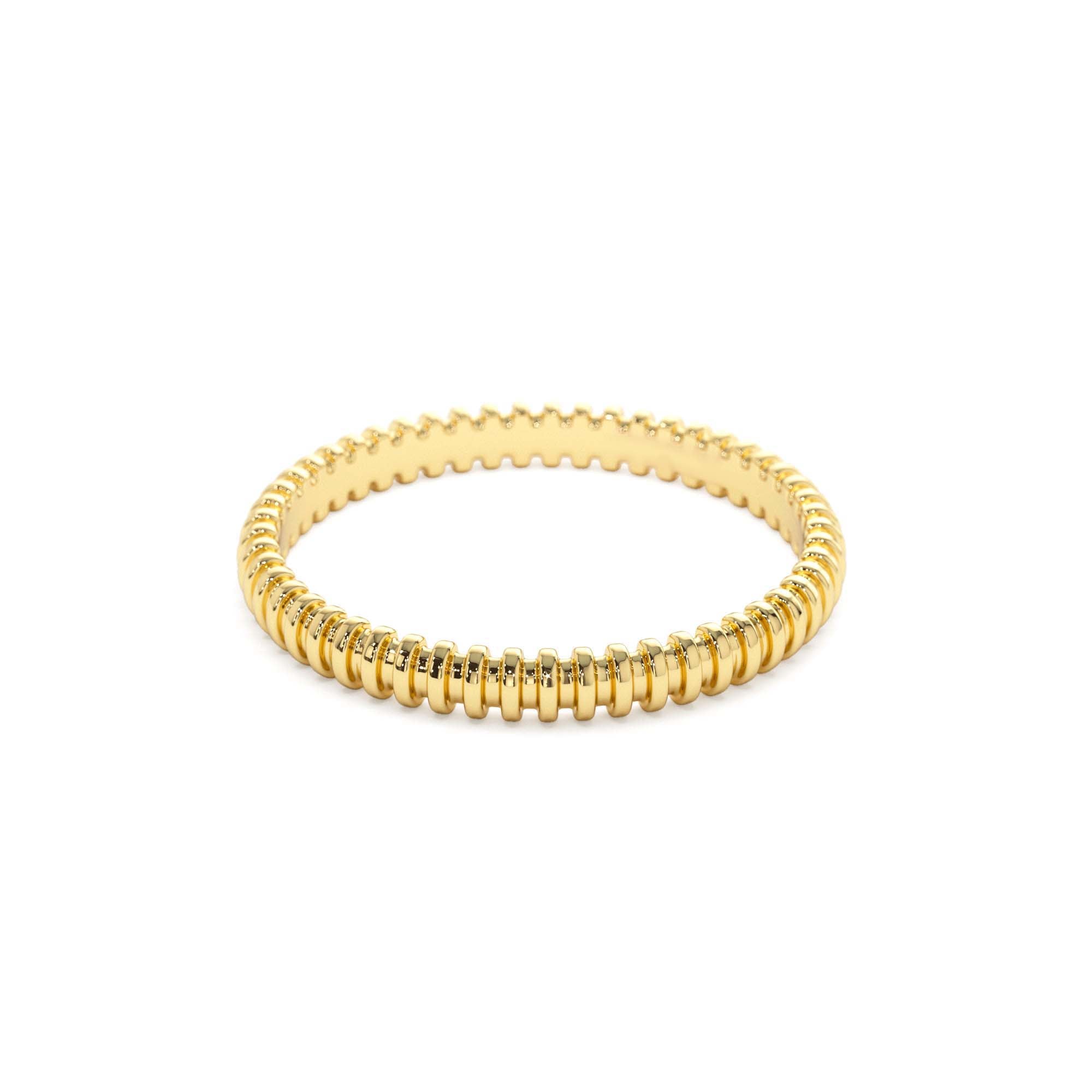 14K Stackable Ribbed Wedding Band - view 4