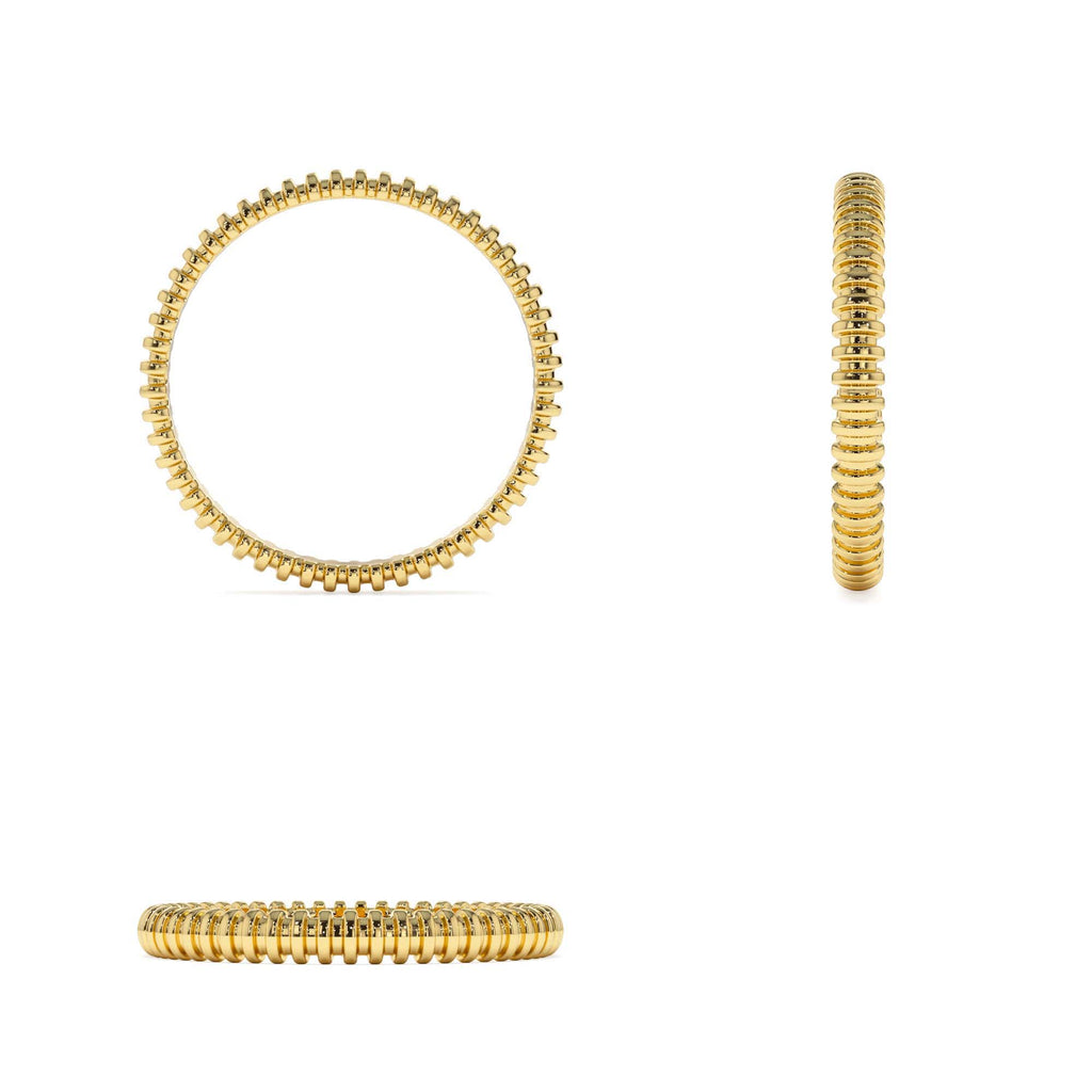 14K Stackable Ribbed Wedding Band - view 5