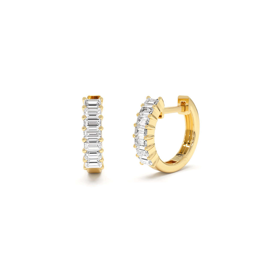 14k Distinctive Baguette Diamond Huggies by Orlina Fine