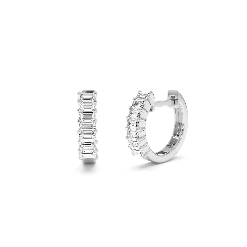 14k Distinctive Baguette Diamond Huggies - view 3