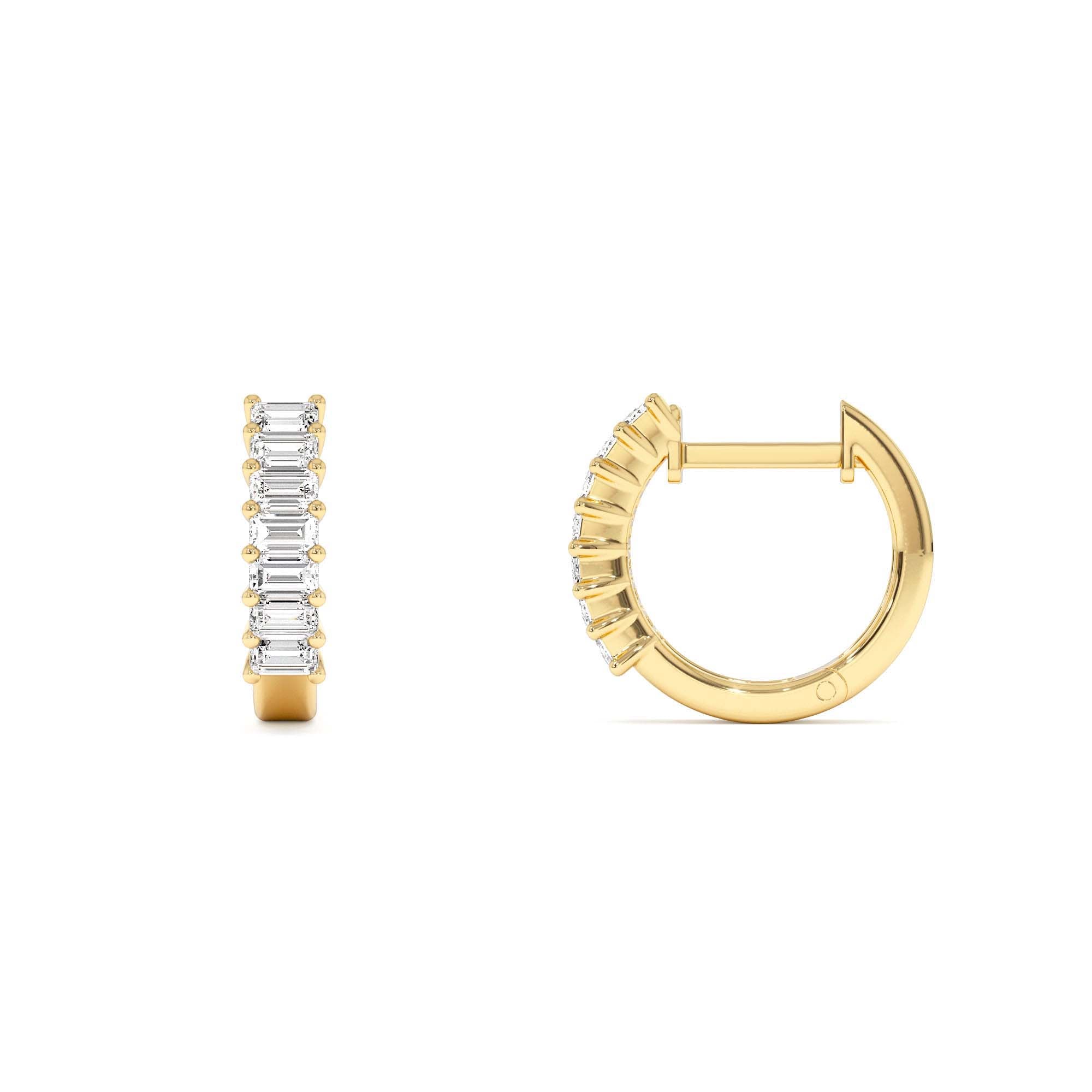 14k Distinctive Baguette Diamond Huggies - view 4