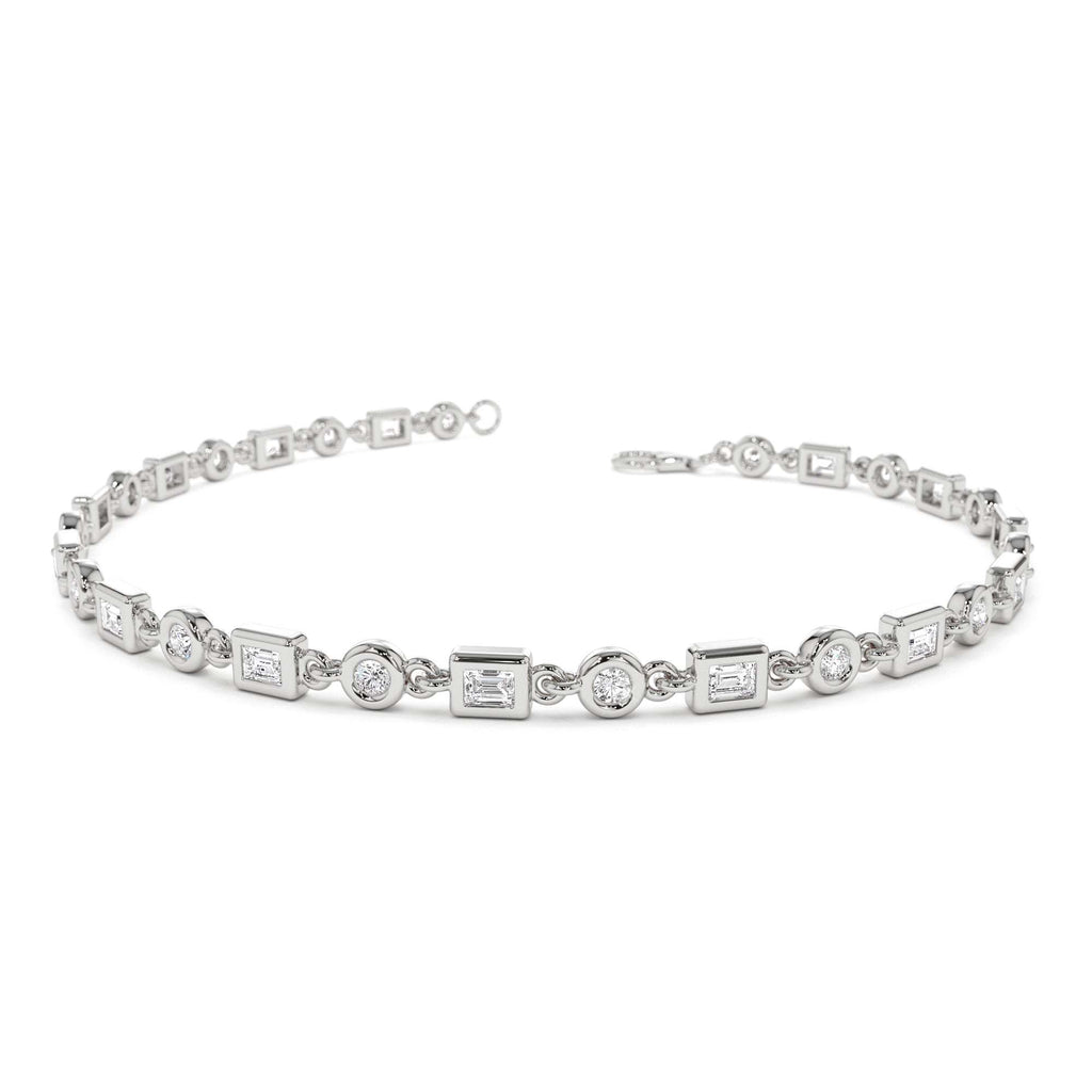 14K Gold Round and Baguette Diamond Bracelet - view 3