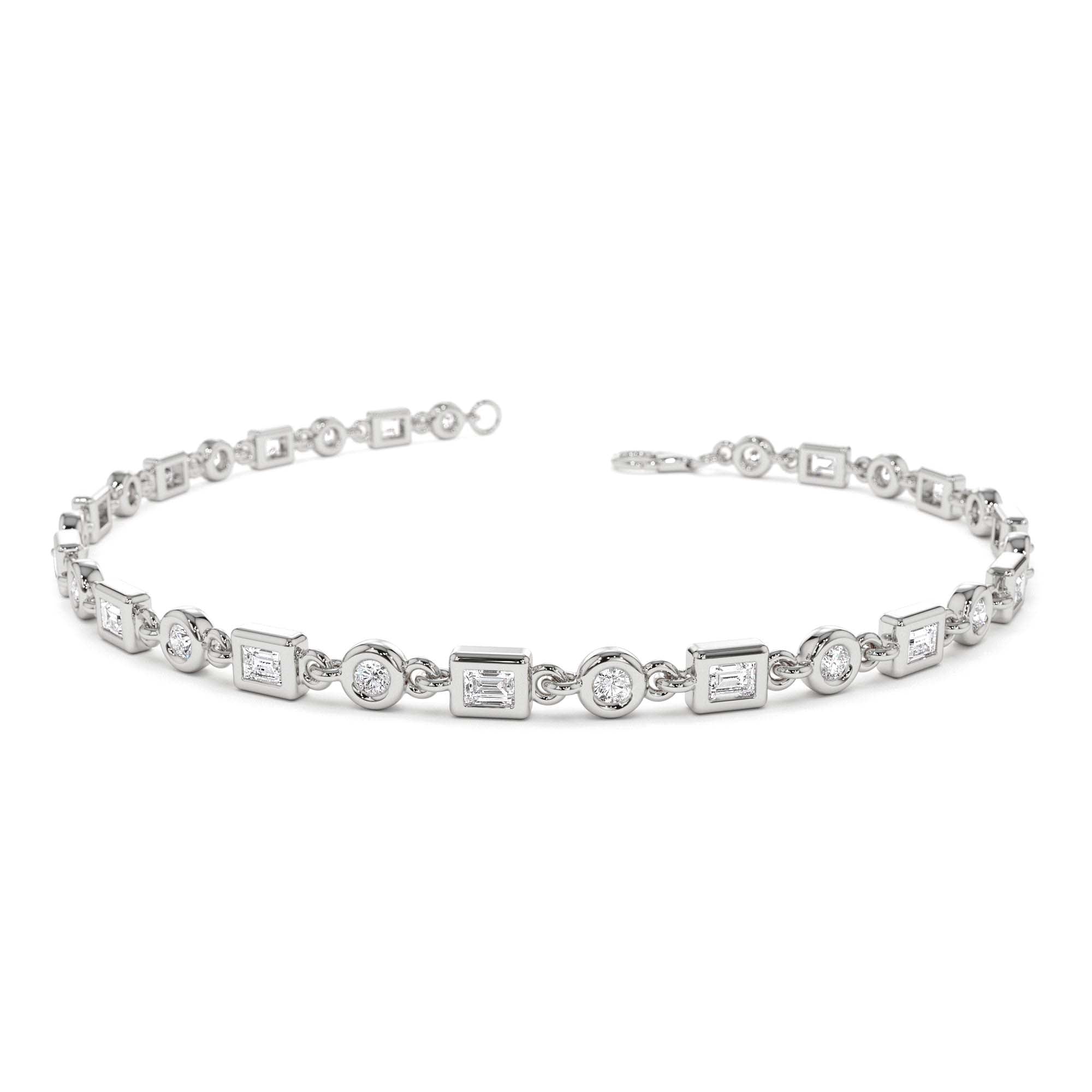 14K Gold Round and Baguette Diamond Bracelet - view 3