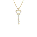 14k Diamond Heart-Key Pendant Necklace by Orlina Fine