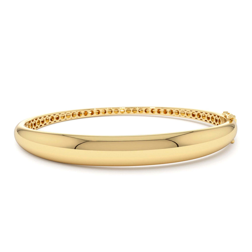 14K 7.5MM Classic Dome Gold Bangle Bracelet by Orlina Fine