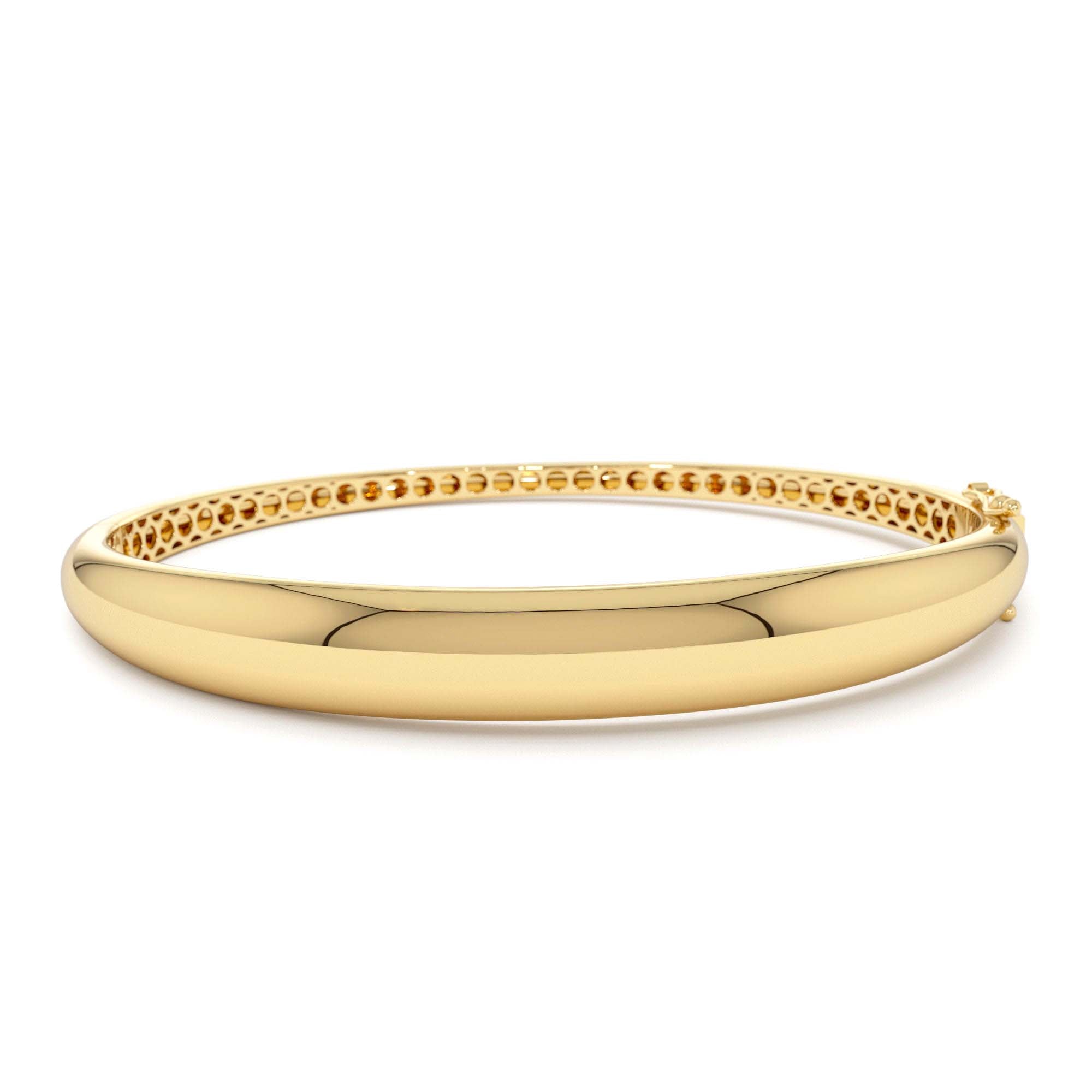 14K 7.5MM Classic Dome Gold Bangle Bracelet by Orlina Fine