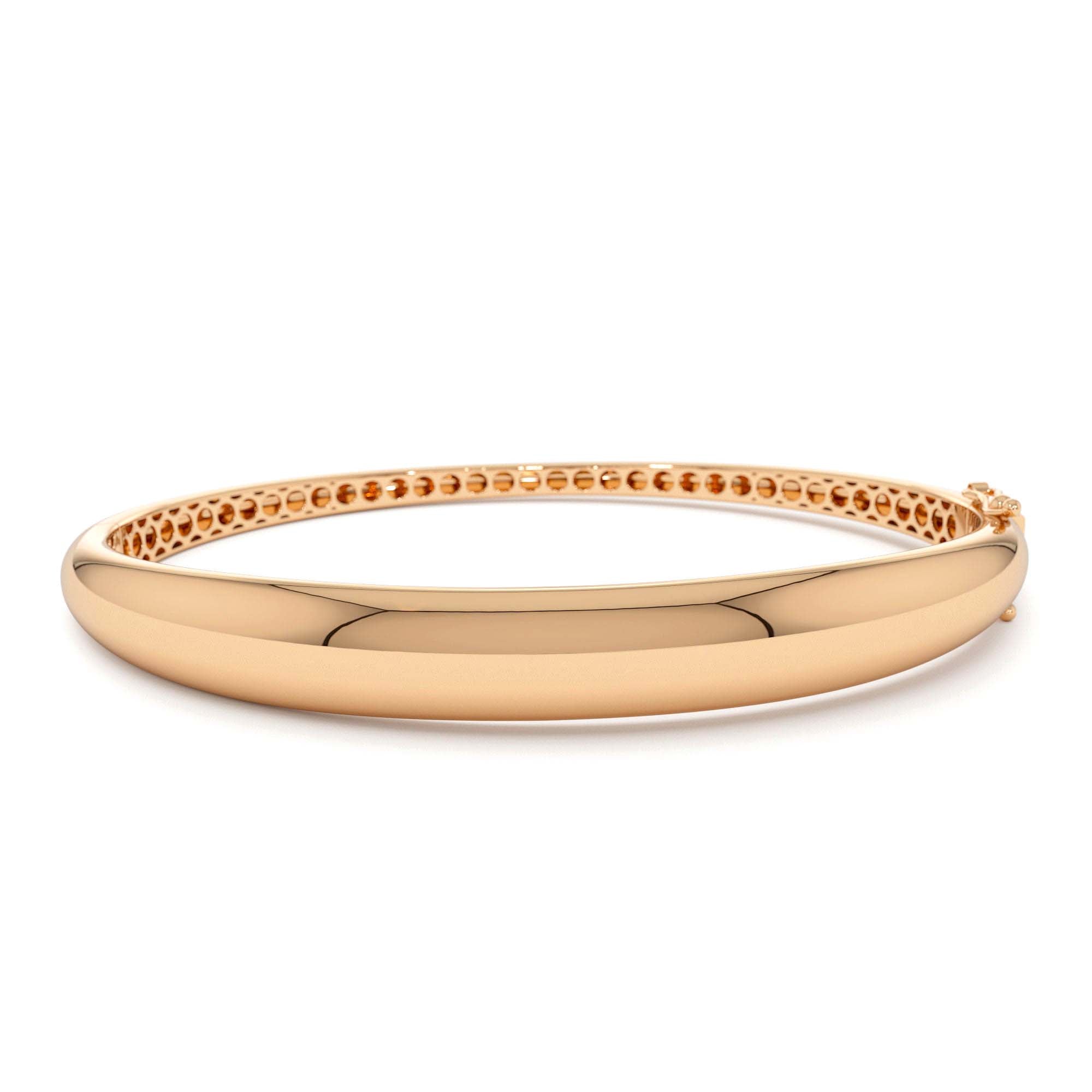 14K 7.5MM Classic Dome Gold Bangle Bracelet - view 2