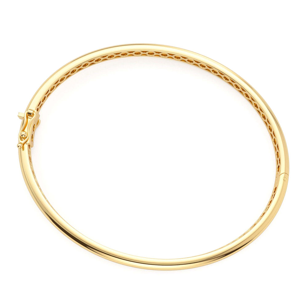 14k 3.5mm Dome Gold Bangle Bracelet - view 4