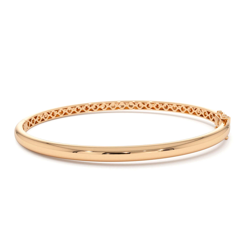 14k 3.5mm Dome Gold Bangle Bracelet - view 2