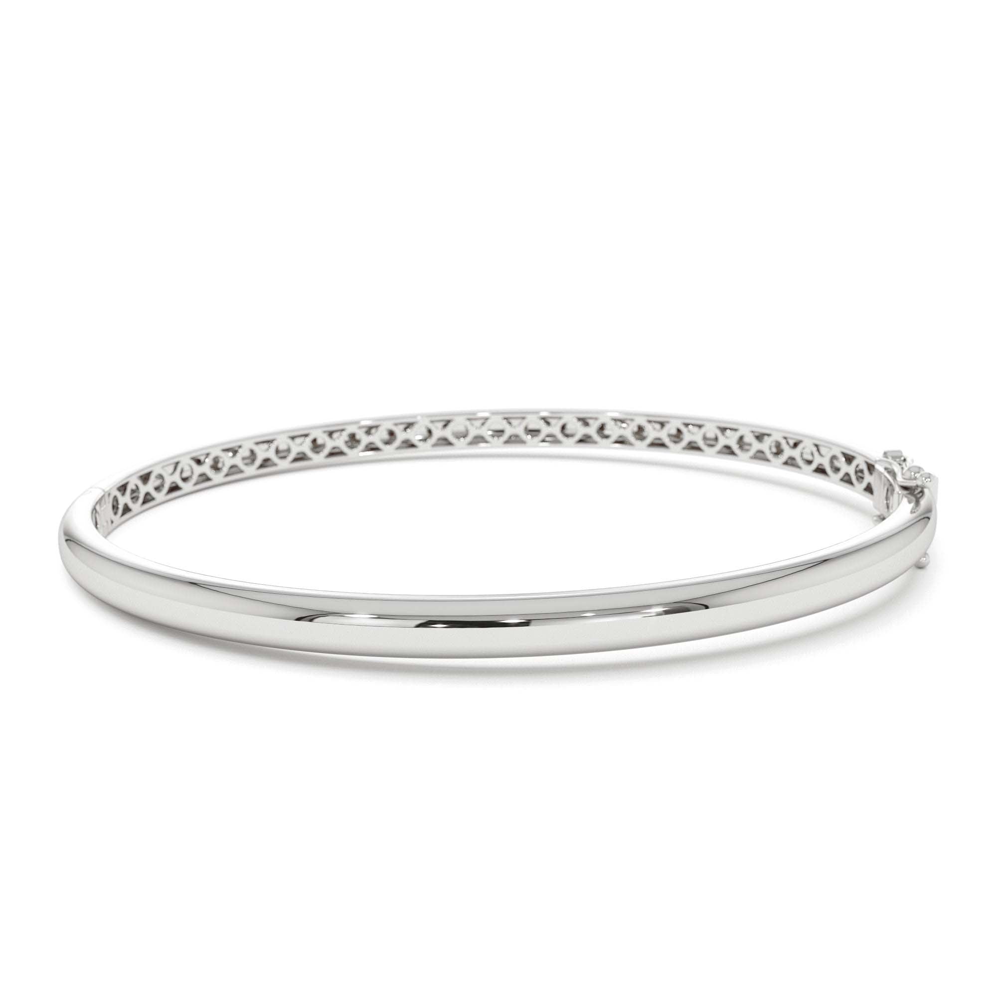14k 3.5mm Dome Gold Bangle Bracelet - view 3