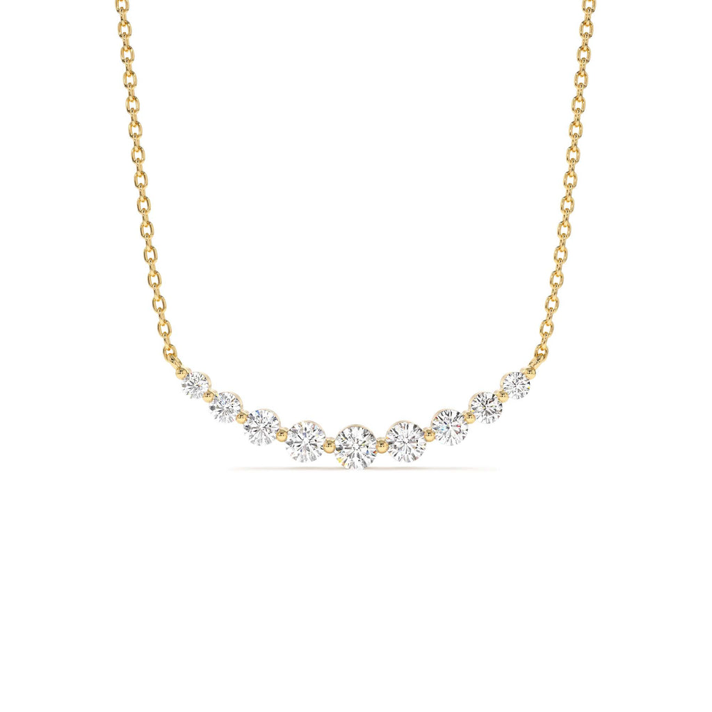 14K Shared Prong Curved Diamond Necklace by Orlina Fine