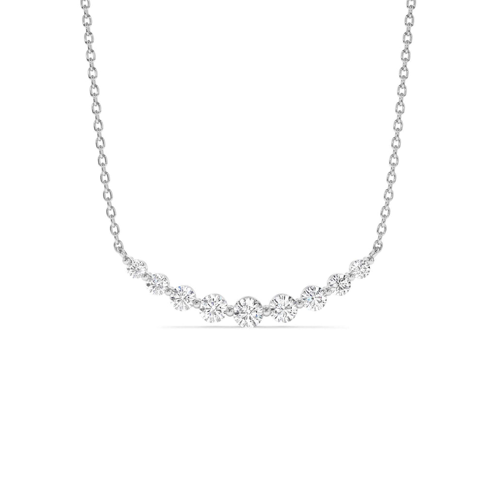 14K Shared Prong Curved Diamond Necklace - view 3