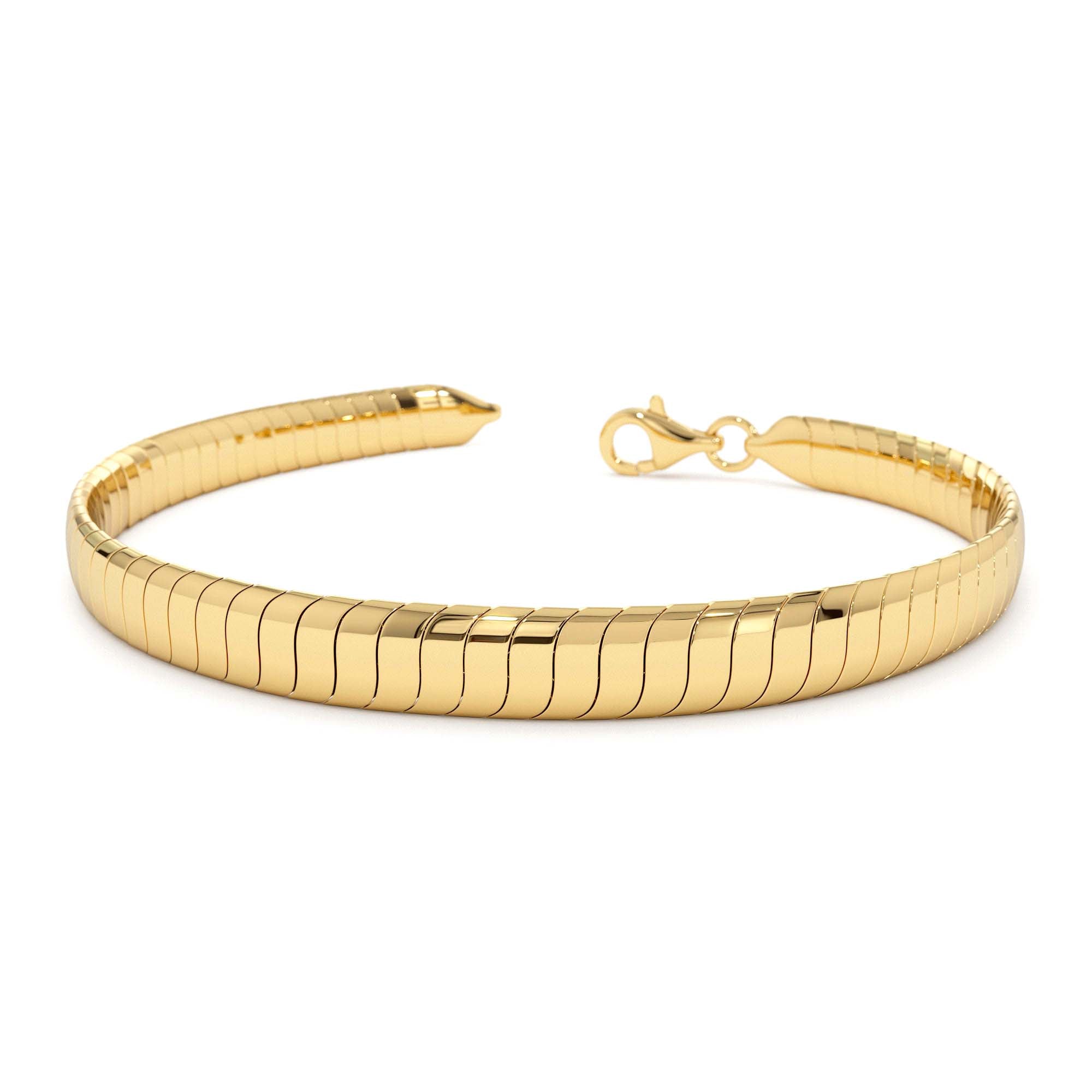 14K 5.7MM Wide Cobra Bracelet by Orlina Fine