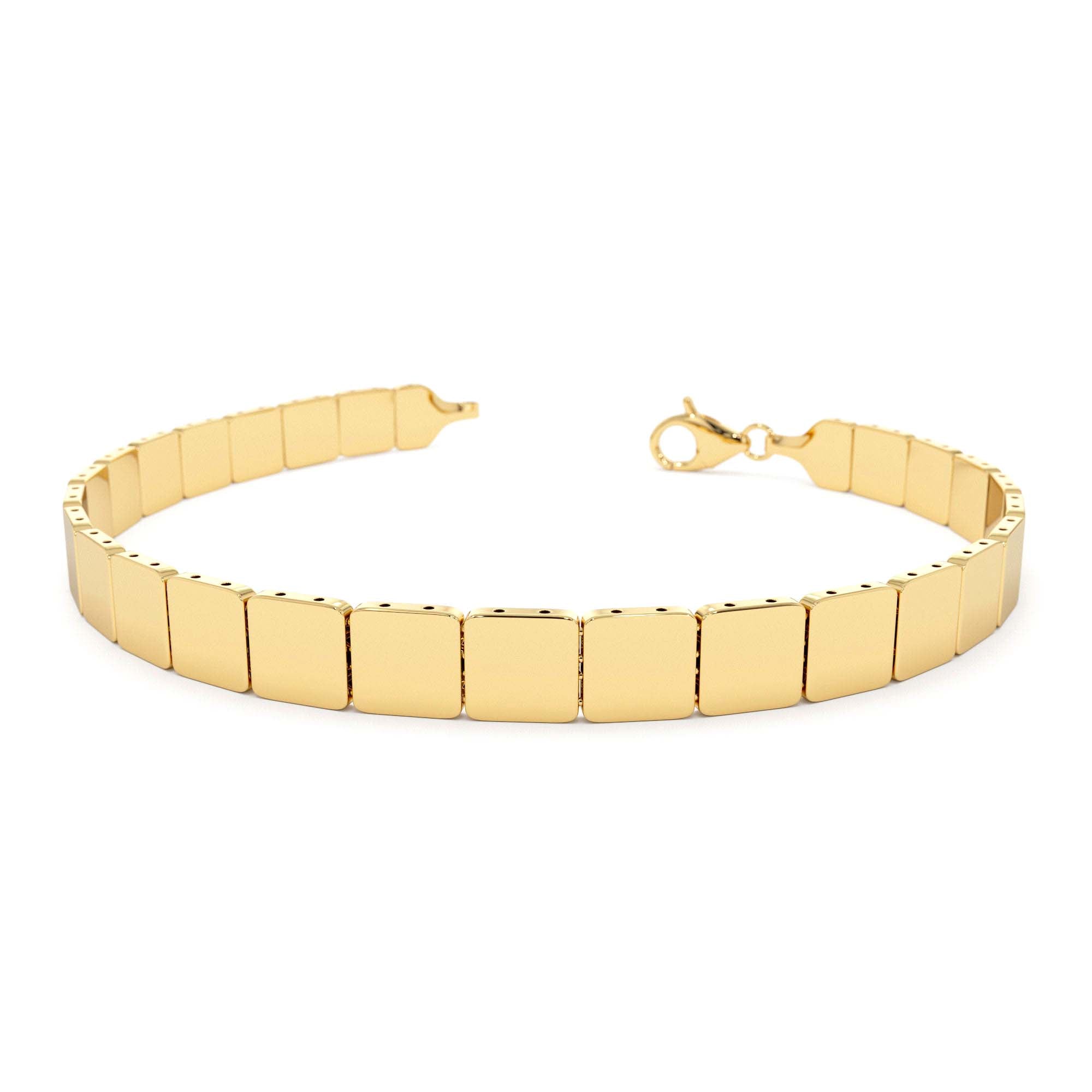 14K Gold Square Link Stacking Bracelet by Orlina Fine