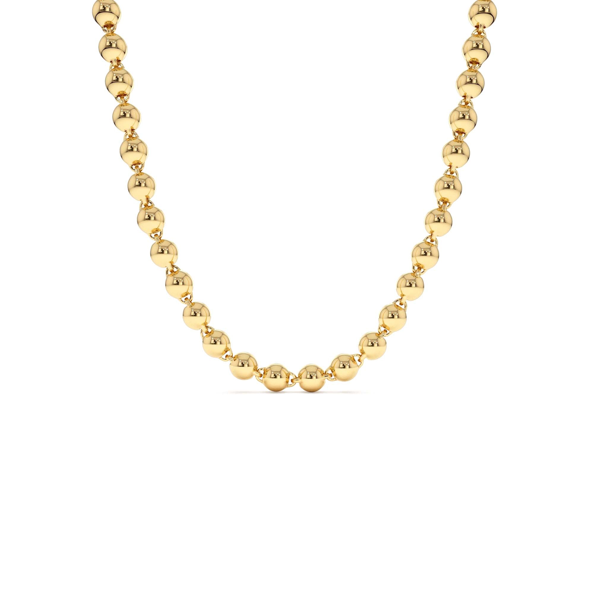 14K Gold 5 MM Bead Necklace by Orlina Fine