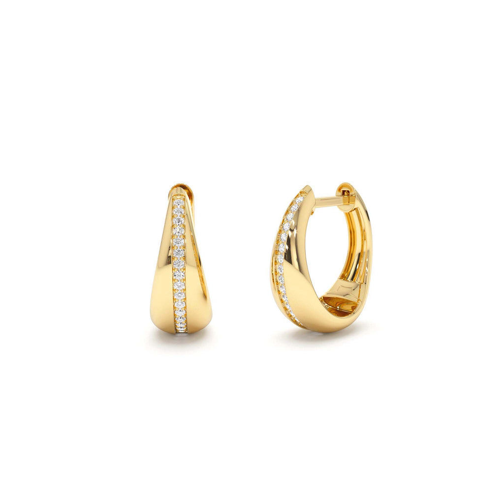 14k Gold Teardrop Diamond Hoop Earrings by Orlina Fine