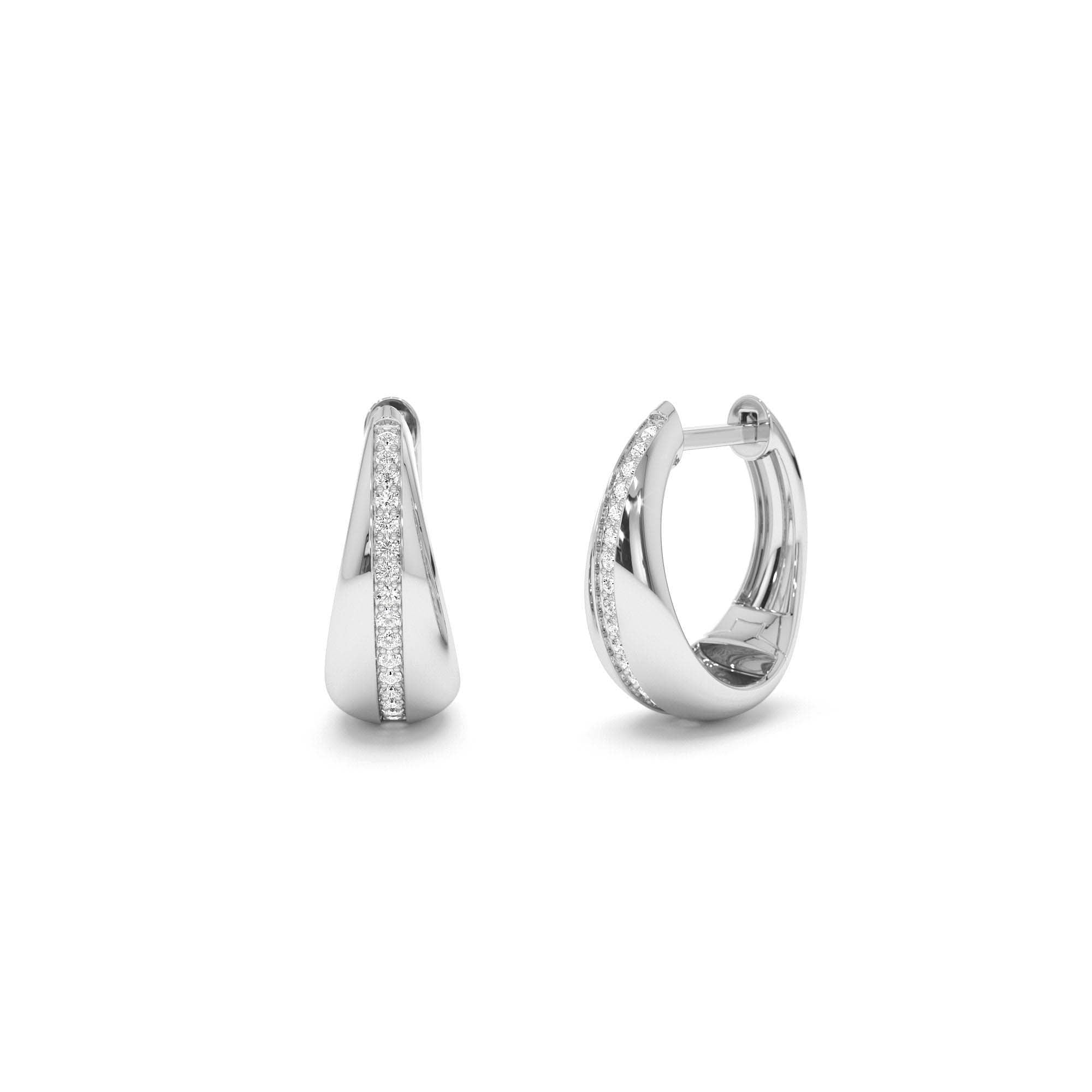 14k Gold Teardrop Diamond Hoop Earrings - view 2