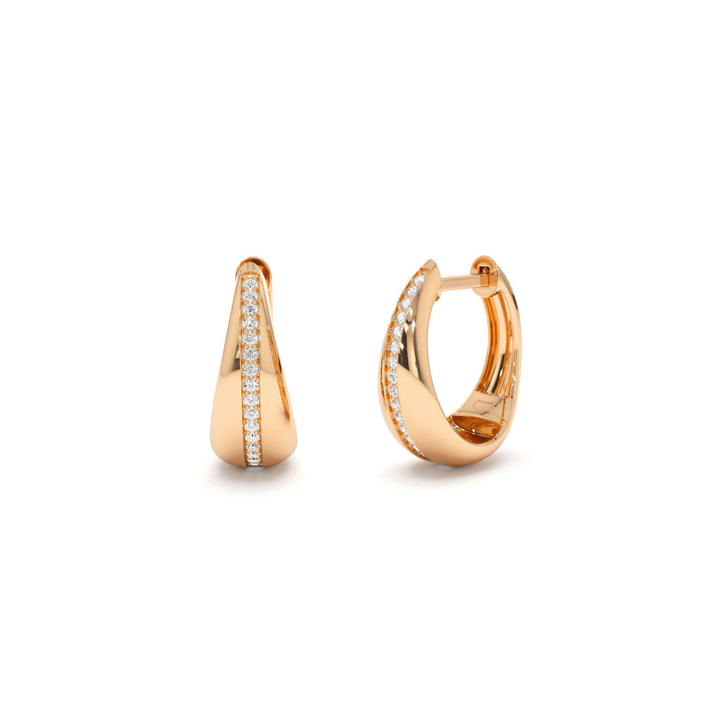14k Gold Teardrop Diamond Hoop Earrings - view 3