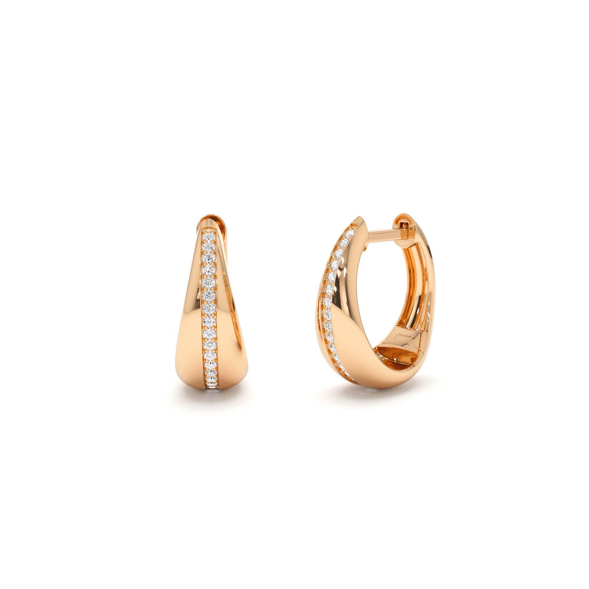 14k Gold Teardrop Diamond Hoop Earrings - view 3