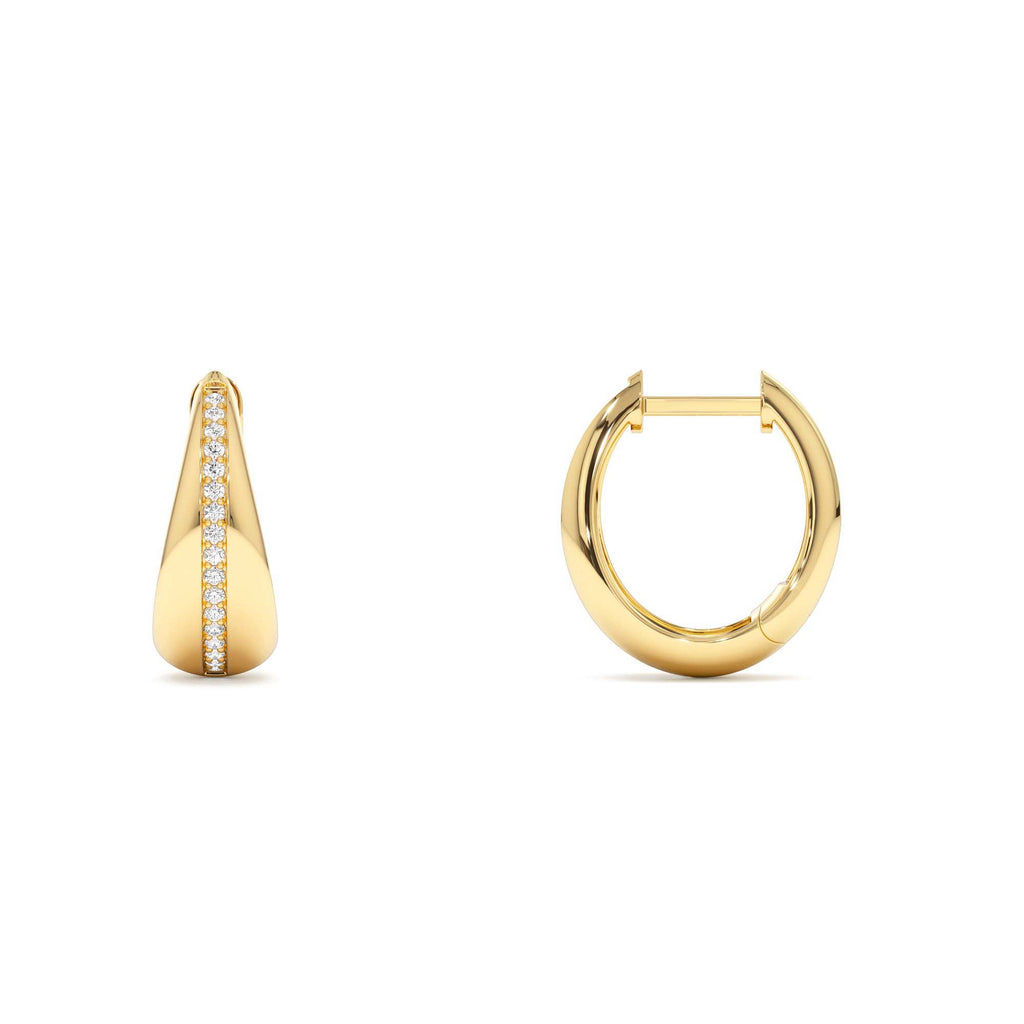 14k Gold Teardrop Diamond Hoop Earrings - view 4