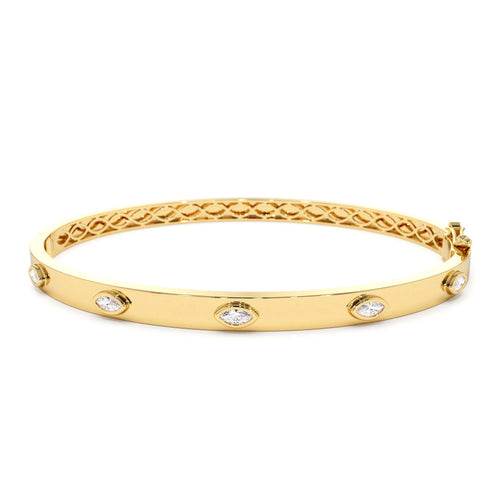 14k Bezel Setting Marquise Shaped Diamond Bangle by Orlina Fine