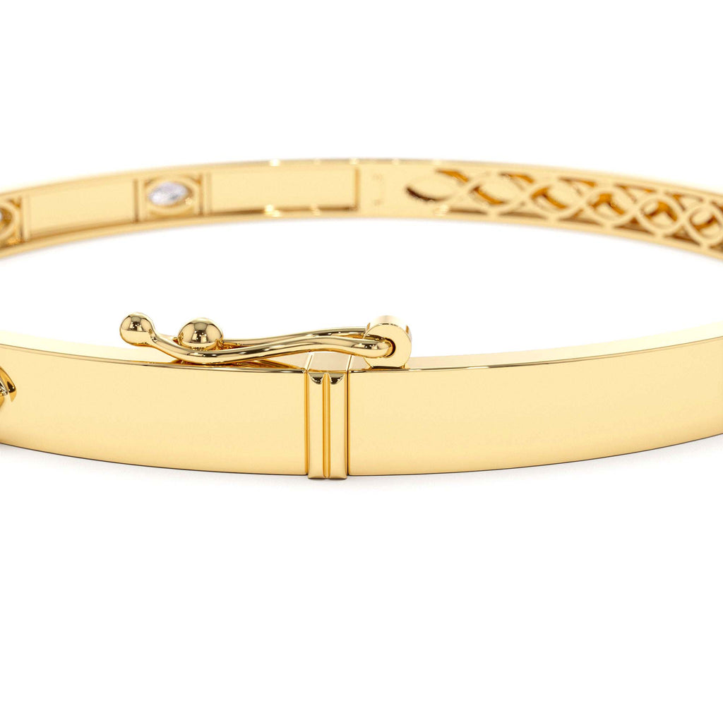 14k Bezel Setting Marquise Shaped Diamond Bangle - view 5