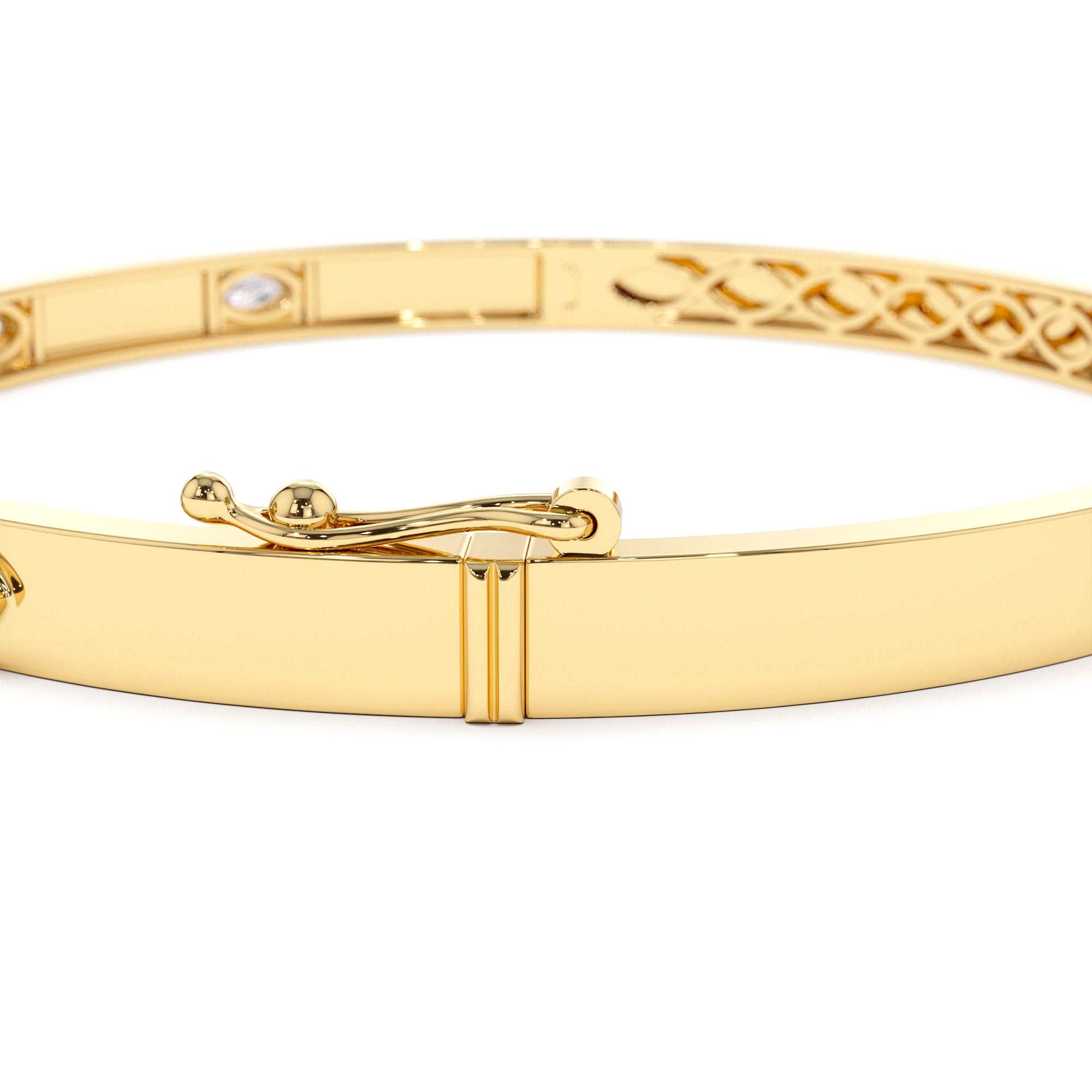 14k Bezel Setting Marquise Shaped Diamond Bangle - view 5