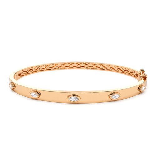 14k Bezel Setting Marquise Shaped Diamond Bangle - view 2