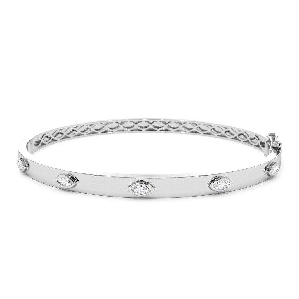 14k Bezel Setting Marquise Shaped Diamond Bangle - view 3
