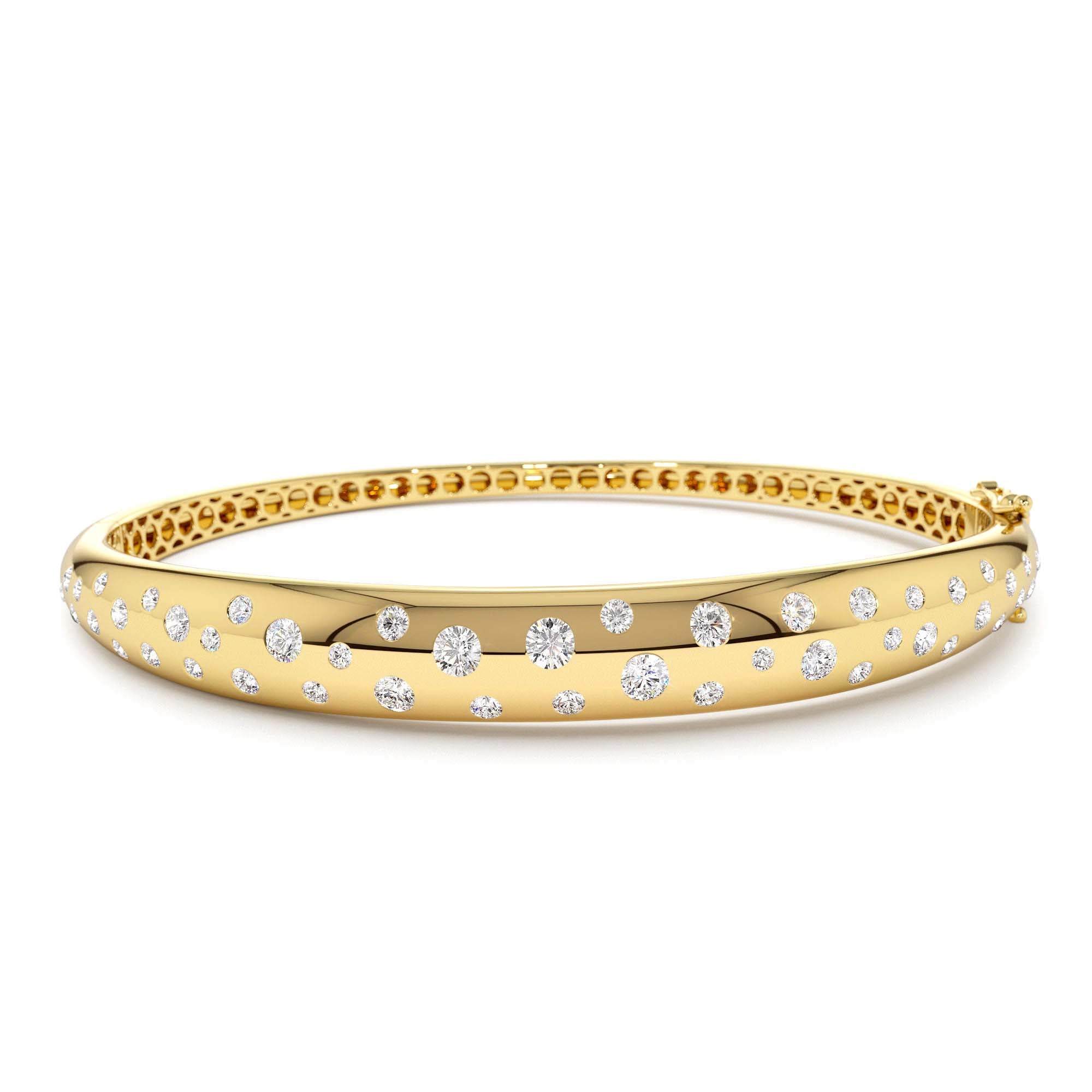 14k 1.20ctw Dome Floating Diamond Bangle Bracelet by Orlina Fine