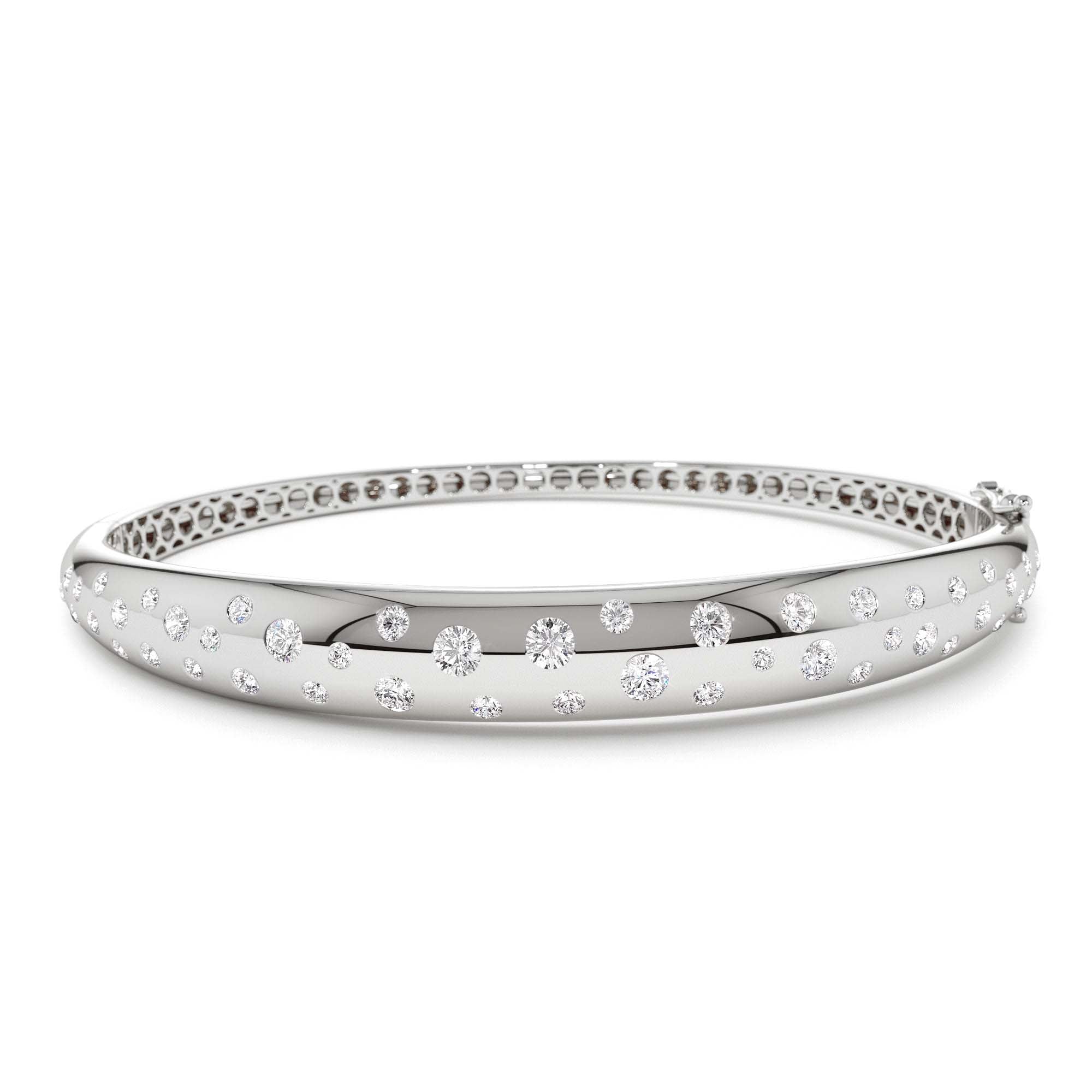 14k 1.20ctw Dome Floating Diamond Bangle Bracelet - view 3