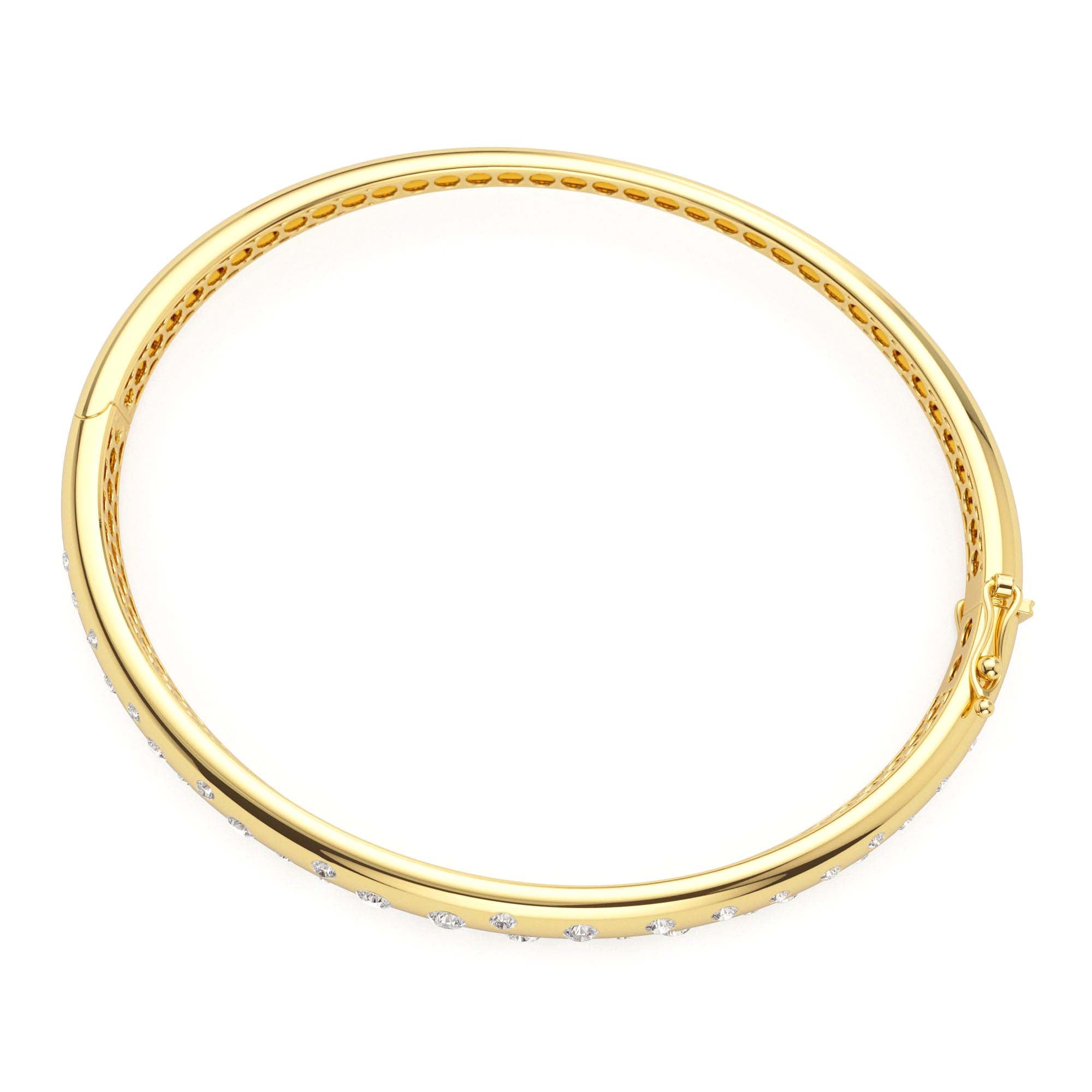 14k 1.20ctw Dome Floating Diamond Bangle Bracelet - view 4