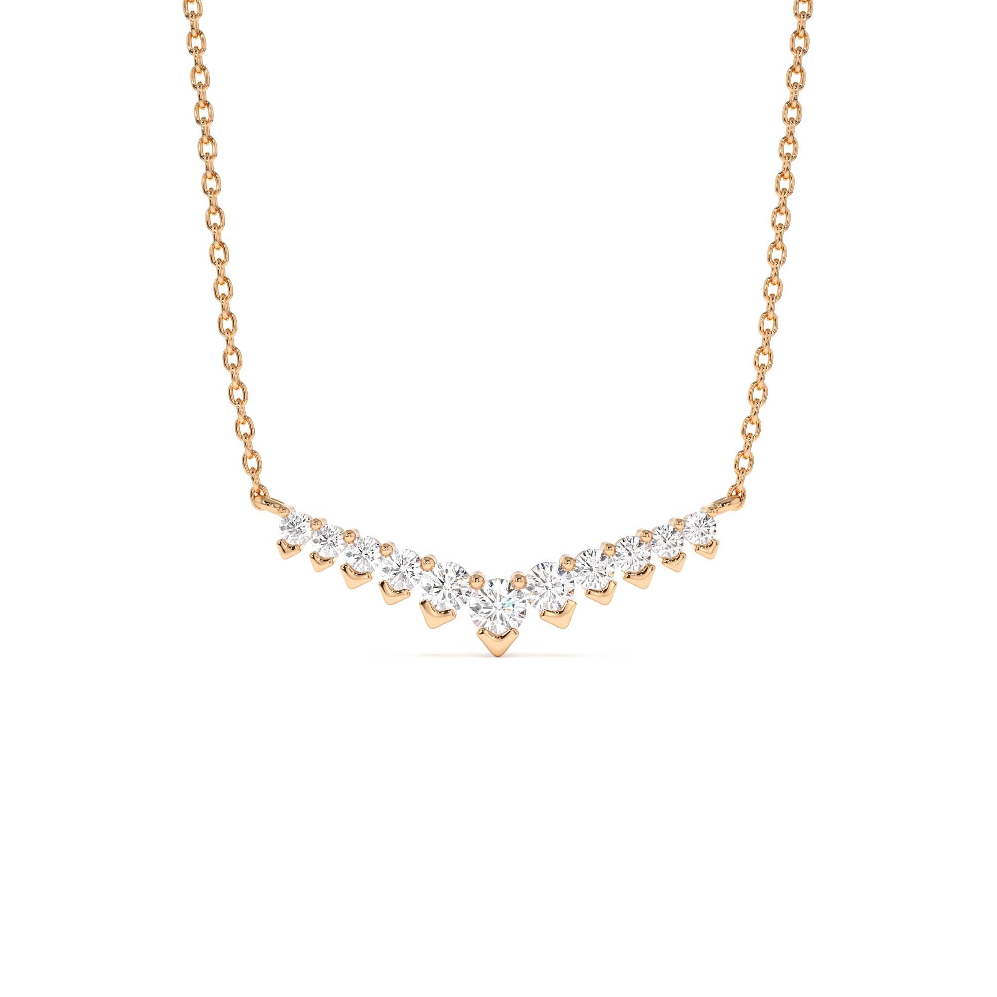 14k V Prong Chevron Diamond Necklace - view 2