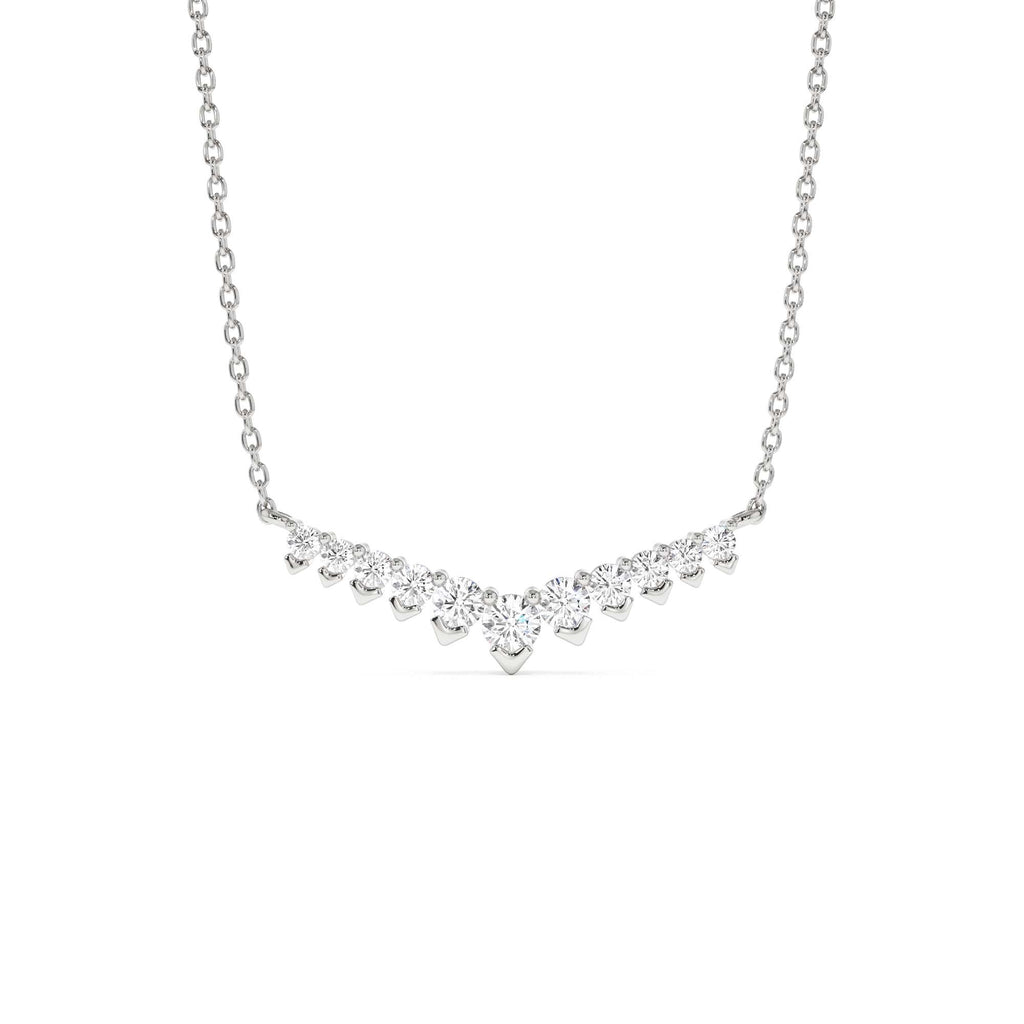 14k V Prong Chevron Diamond Necklace - view 3